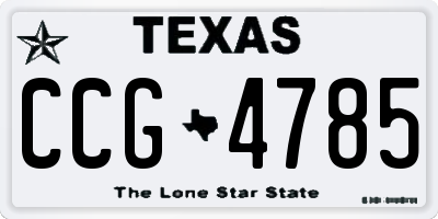 TX license plate CCG4785