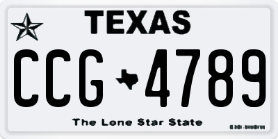TX license plate CCG4789