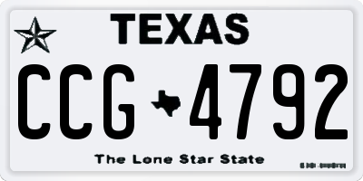 TX license plate CCG4792