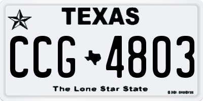 TX license plate CCG4803