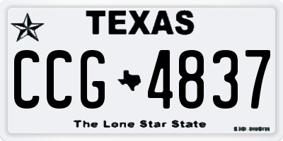 TX license plate CCG4837