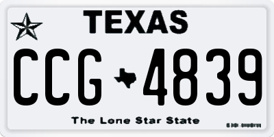 TX license plate CCG4839