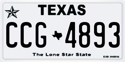 TX license plate CCG4893