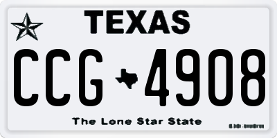 TX license plate CCG4908