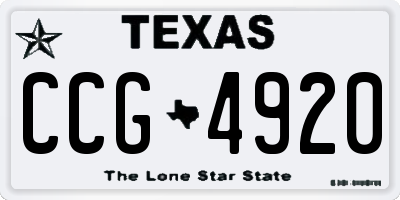 TX license plate CCG4920