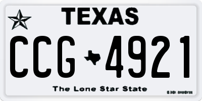 TX license plate CCG4921