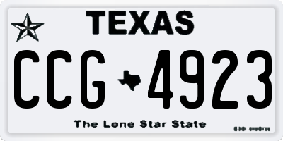 TX license plate CCG4923