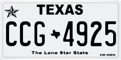 TX license plate CCG4925