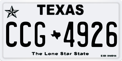TX license plate CCG4926