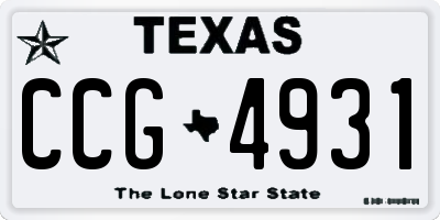TX license plate CCG4931