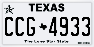 TX license plate CCG4933