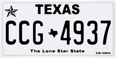 TX license plate CCG4937