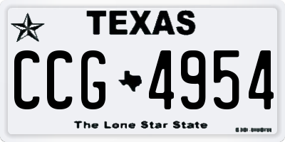 TX license plate CCG4954