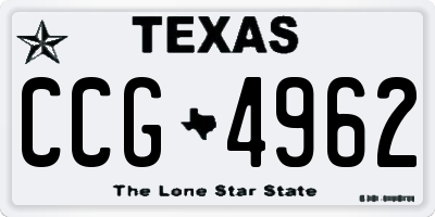 TX license plate CCG4962