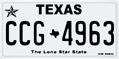 TX license plate CCG4963