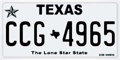 TX license plate CCG4965