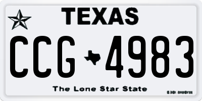TX license plate CCG4983