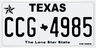 TX license plate CCG4985