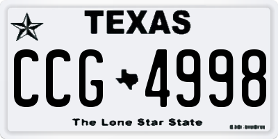 TX license plate CCG4998