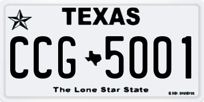 TX license plate CCG5001