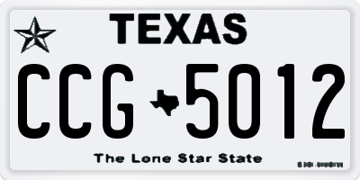 TX license plate CCG5012