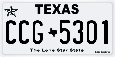 TX license plate CCG5301