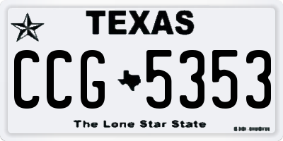 TX license plate CCG5353