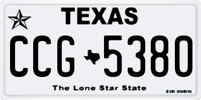 TX license plate CCG5380