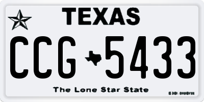 TX license plate CCG5433