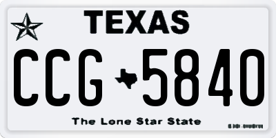TX license plate CCG5840