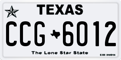 TX license plate CCG6012