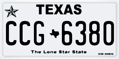 TX license plate CCG6380