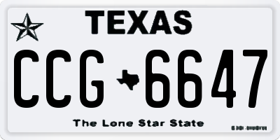 TX license plate CCG6647