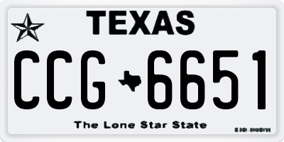 TX license plate CCG6651