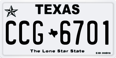 TX license plate CCG6701