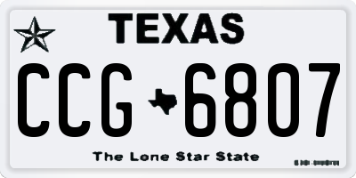 TX license plate CCG6807