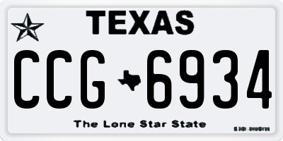 TX license plate CCG6934