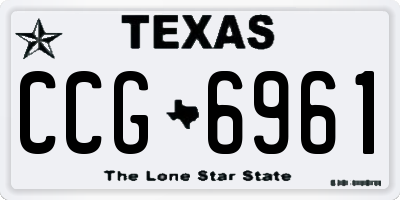 TX license plate CCG6961