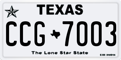 TX license plate CCG7003