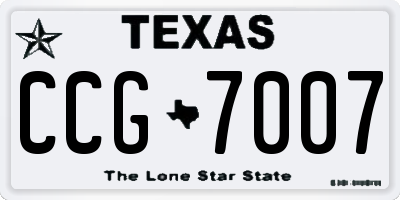 TX license plate CCG7007