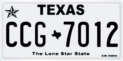 TX license plate CCG7012