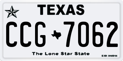 TX license plate CCG7062