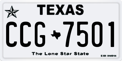 TX license plate CCG7501