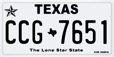 TX license plate CCG7651