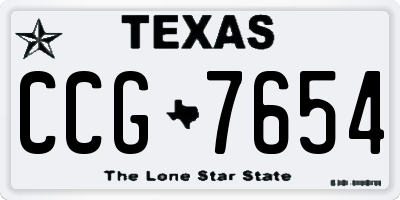 TX license plate CCG7654