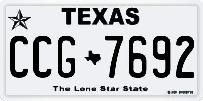 TX license plate CCG7692