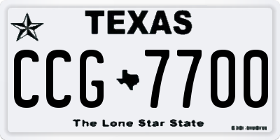 TX license plate CCG7700