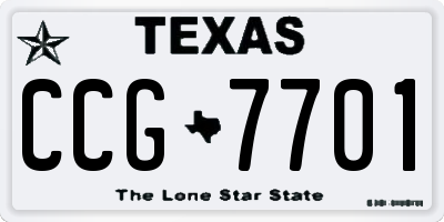 TX license plate CCG7701