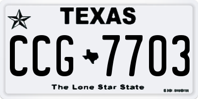 TX license plate CCG7703