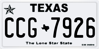 TX license plate CCG7926
